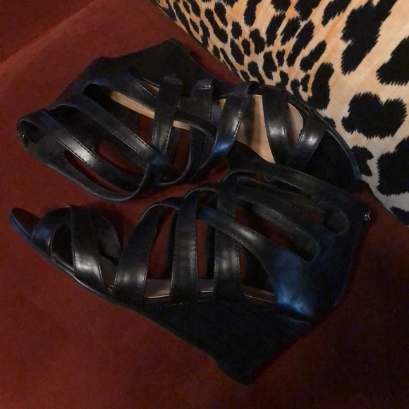 Lane Bryant Black Wedge Sandals 10W - Picture 5 of 7